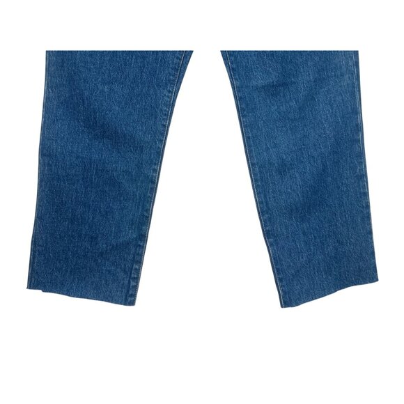 Madewell Perfect Vintage Jeans Womens 31 Dark Wash Straight High Rise Raw Hem - Picture 16 of 16